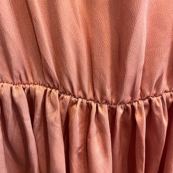 Baltic Born Blush Pink Satin Maxi Dress Flutter Sleeve V-Neck Women's M Formal - Picture 6 of 9